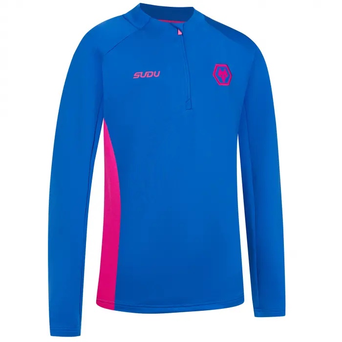 Wolverhampton Wanderers Store | Shop Official 2025-26 Players Training 1/4 Zip – Blue – Junior Wolves Gear